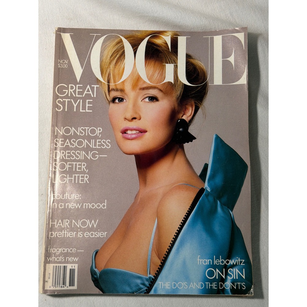 Vintage Vogue Magazine November 1986 Cindy Crawford Cover 80s Fashion History